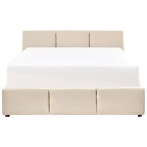 Velvet EU King Size Ottoman Bed Light Beige BOUSSE