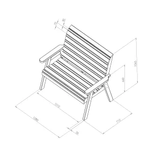 Zest Freya Wooden 2 Seater Garden Outdoor Bench Chair Patio Park