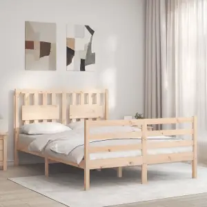 Berkfield Bed Frame with Headboard Small Double Solid Wood