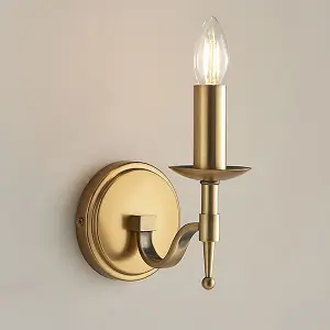 Luminosa Stanford 1 Light Indoor Candle Wall Light Antique Brass, E14