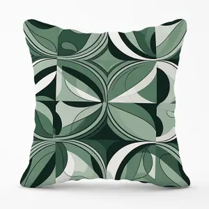 Geometric Green Black Outdoor Cushion 45cm x 45cm