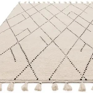 Cream Easy to clean Geometric Modern , Wool Rug for Living Room, Bedroom - 120cm X 170cm