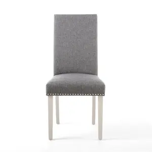 Richard Upholstered Dining Chair (Set of 2) Silver Grey Linen Effect / Natural