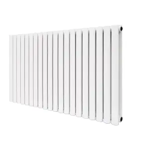 G-Rad White Double Oval Panel Horizontal Radiator - (H) 600 x (W) 1200mm