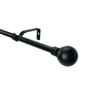 GoodHome Araxos Matt Black Extendable Ball Single curtain pole set Set, (L)2000mm-3300mm (Dia)19mm