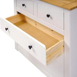 Panama 2 over 2 Drawer Chest in White and Natural Wax Finish