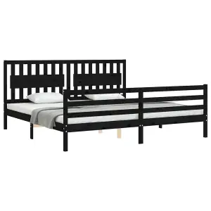 Berkfield Bed Frame with Headboard Black 200x200 cm Solid Wood