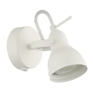 Unique Industrial Designed Matt White Switched Wall Spot Light