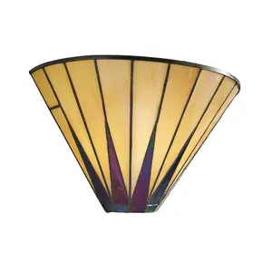 Tiffany Glass LED Wall Light - Geometric Design - Matt Black Finish - Dimmable