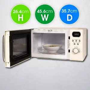 Abode Retro Microwave 20 Litre Cream Digital 700W, Mirror Finish, 8 Auto Cook Settings & Defrost, 5 Power Levels AMD2004C