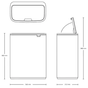 Bo Touch Bin, 60 litre, with 1 inner Plastic Bucket Mineral Concrete Grey