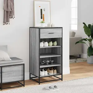 Berkfield Shoe Rack Grey Sonoma 48x38x97.5 cm Engineered Wood