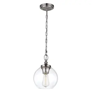 Elstead Tabby 1 Light Dome Ceiling Mini Pendant Polished Nickel, E27