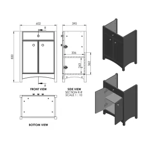 Exbury Grey Ash Freestanding Vanity unit & basin set (W)610mm (H)835mm