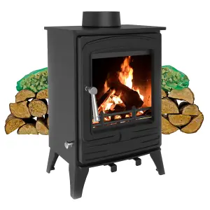 4.2kW Steel Eco Solid Multifuel Wood Burning Stove + Firewood Starter Kit