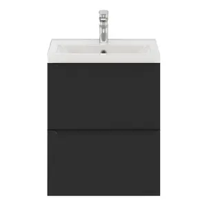 GoodHome Imandra Slimline Matt Black Wall-mounted Bathroom Cabinet (H) 600mm (W) 500mm