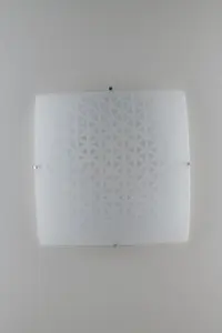 Luminosa Maori Decorative Flush Ceiling Light, White Glass, E27