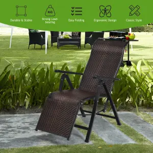 Costway Rattan Folding Reclining Chair Adjustable Position Zero Gravity Sunlounger