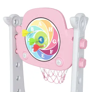 Adjustable Toddler Basketball Stand Set with Drawing Board with Story Machine for Kids