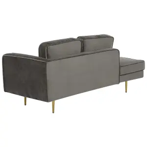 Right Hand Velvet Chaise Lounge Grey MIRAMAS