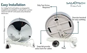 SAMOTECH Essentials 6A 2 way Chrome Pull cord switch