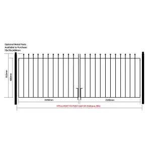 MANA Ball Top Pair of Metal Driveway Gates 2743mm GAP x 915mm High MAZP46