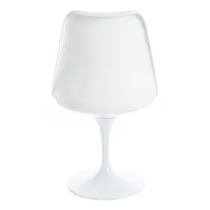 White Tulip Dining Chair with Light Grey Textured Cushion