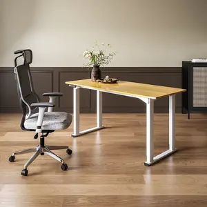 FlexiSpot Electrically Height-adjustable Desk 100kg Load Capacity in  White with 140x70cm Maple Desktop