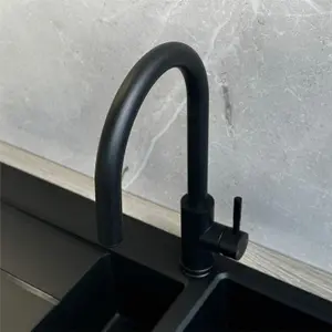 Liquida EPO11MB Single Lever Pull Out Mono Mixer Matt Black Kitchen Mixer Tap