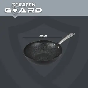 Prestige Scratch Guard Black Round Aluminium Induction Suitable Non-Stick Stir-Fry Pan 29cm