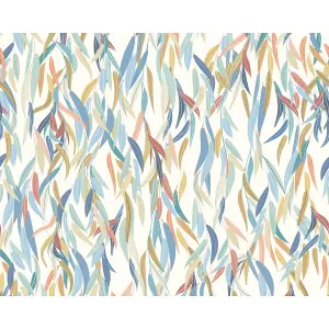 Origin Murals Willow Leaves - Denim Blue and Apricot Matt Smooth Paste the Wall Mural 300cm wide x 240cm high