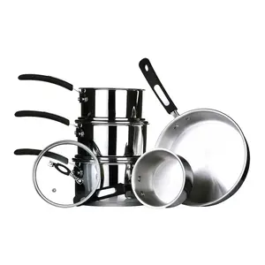 Interiors by Premier 5 Pc Stainless Steel Cookware Set, Kitchen Pots and Pans Set With Bakelite Handles, Best Cookware Set