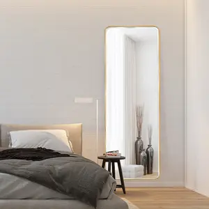 Kallas Metal Flat Wall Mirror Satin Brass/bevel edge