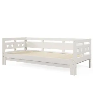 Daybed Cabin Bed Wooden 3FT Single Sofa Guest Bed, Pull out Trundle Wooden Bed Heart for Living Room and Bedroom