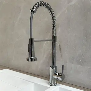 Liquida CT594CH Chrome Spring Style Kitchen Mixer Tap With Pull Out Spray Head