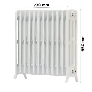 Arroll Edwardian Cast aluminium White 12 Column Radiator, (W)728mm x (H)650mm