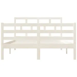 Berkfield Bed Frame White Solid Wood 140x200 cm 4FT6 Double