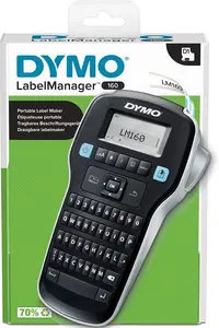 Dymo Labelmanager 160 Label Maker | Handheld Label Printer With QWERTY Keyboard | Includes Black & White D1 Label Tape (12Mm) | For Home & Office