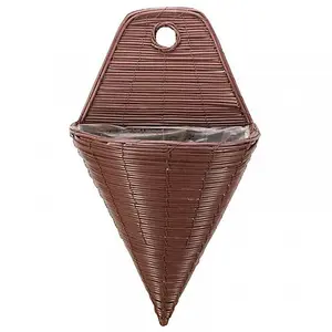 14'' Wall Mounted Hanging Basket Cone - Brown