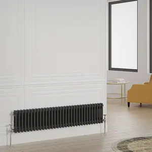 G-Rad Black Double Column Horizontal Radiator - (H) 300 x (W) 1430mm