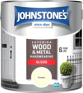 Johnstone's Exterior Hardwearing Gloss Paint Cream- 2.5L