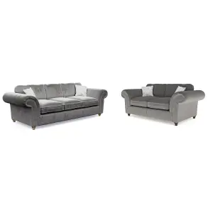 Windsor Steel 3 Seater & 2 Seater Sofas - Brown Feet