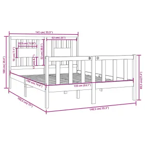 Berkfield Bed Frame Solid Wood 135x190 cm 4FT6 Double