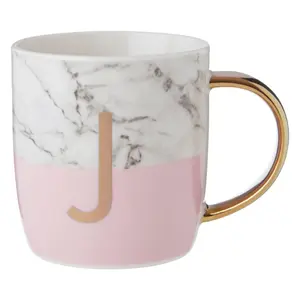 Maison by Premier Mimo Pastel Pink J Letter Monogram Mug