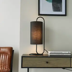 Luminosa Arenzano Table Lamp Matt Black & Black Fabric