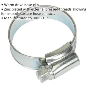 30 PACK Zinc Plated Hose Clip - 22 to 32mm Diameter - External Pressed Threads