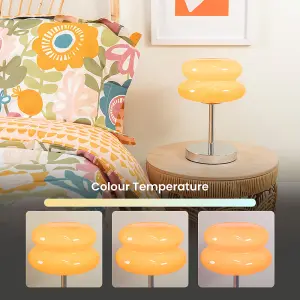 ValueLights Travis Orange Rechargeable Table Lamp with Macaron Lampshade