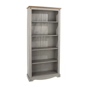 Home Source Corona Tall Bookcase Shelving Unit Grey