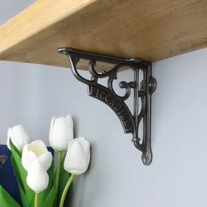 Oakcrafts - Pair of Antique Cast Iron London Piccadilly Shelf Brackets - 125mm x 125mm