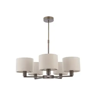 Anson Lighting Baja Dark Antique Bronze and Marble Faux Silk 5 Light Ceiling Pendant